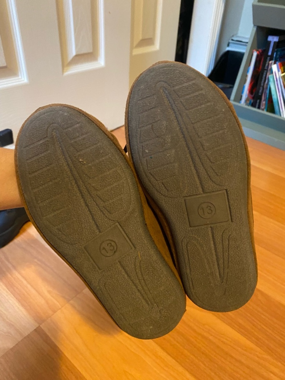 Boys Brown Suede Moccasin Slippers - Picture 6 of 6